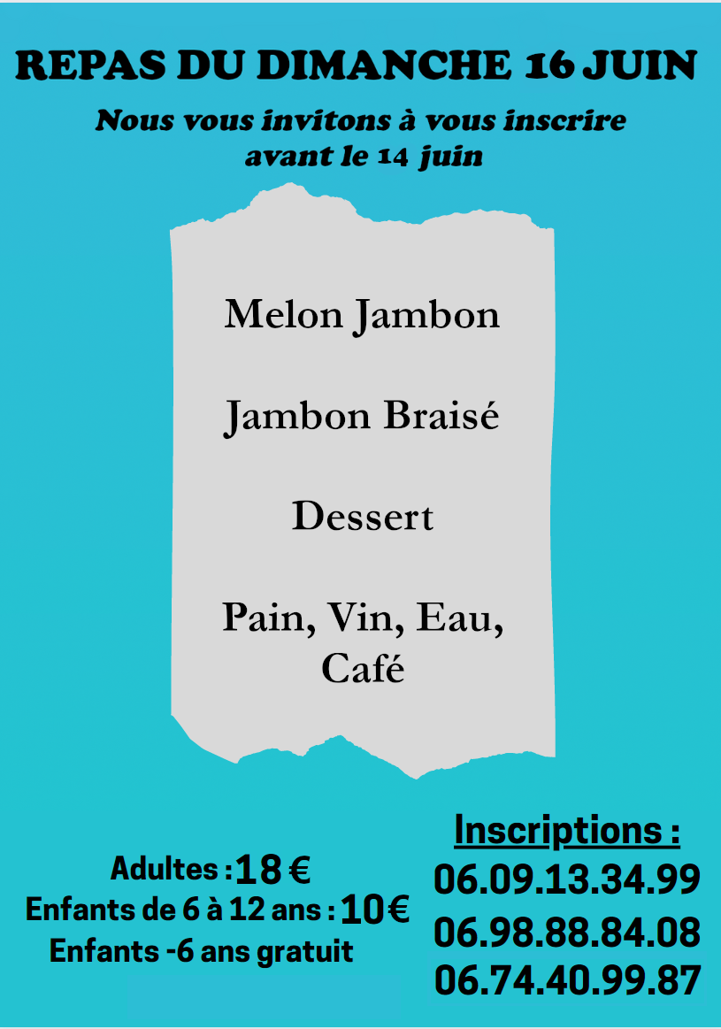 Repas dimanche 19 juin